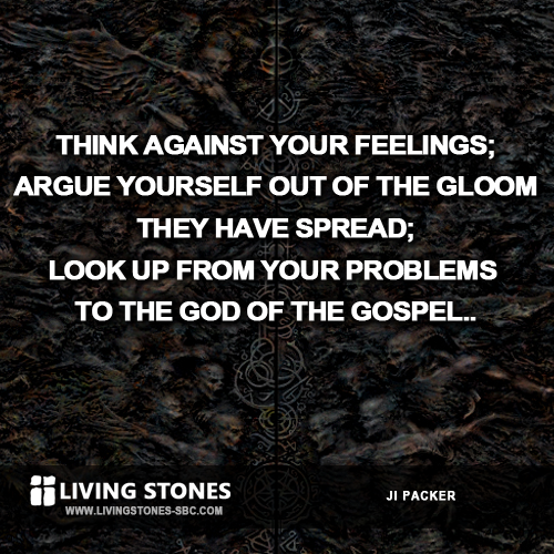 Think against your feelings; argue yourself out of the gloom they have spread; look up from your problems to the God of the gospel. J.I. Packer