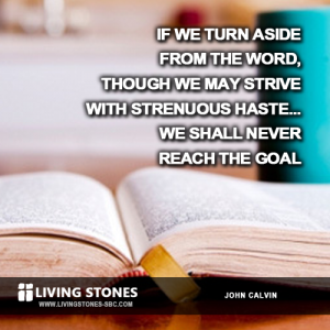 If we turn aside from the Word, though we may strive with strenuous haste...we shall never reach the goal. -- Calvin